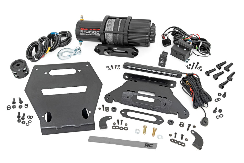 LED Light Winch Mount RS4500S 10 Inch Black Slimline Polaris RZR Pro R Rough Country