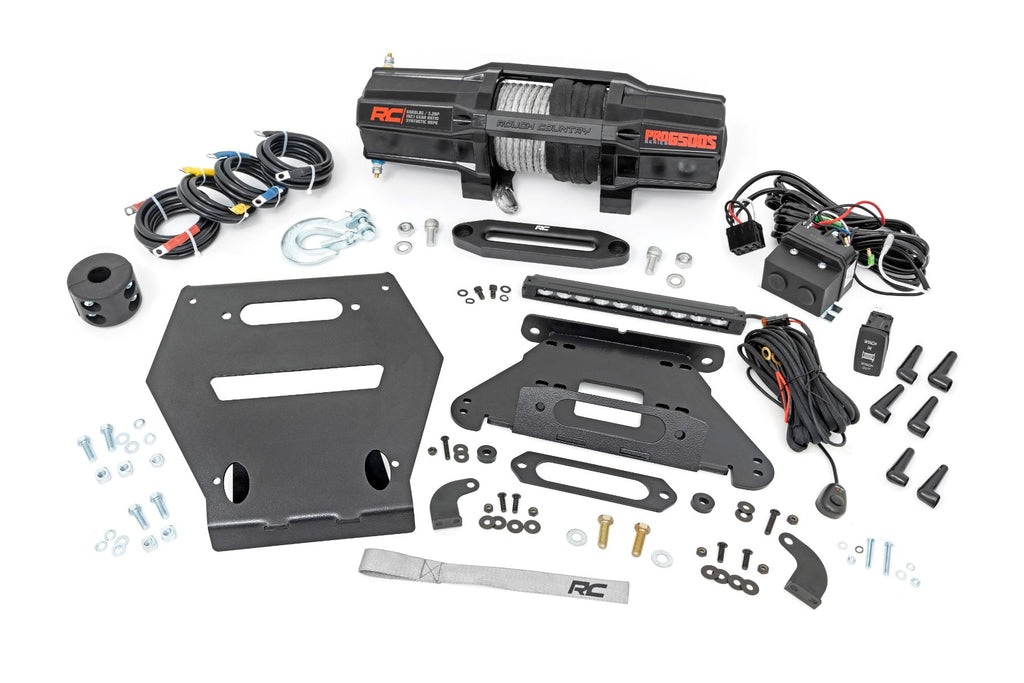 LED Light Winch Mount RS6500S 10 Inch Black Slimline Polaris RZR Pro R Rough Country