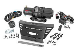Winch Plate 4500-LB Winch 10 Inch Black Slimline Honda Pioneer 520 Rough Country