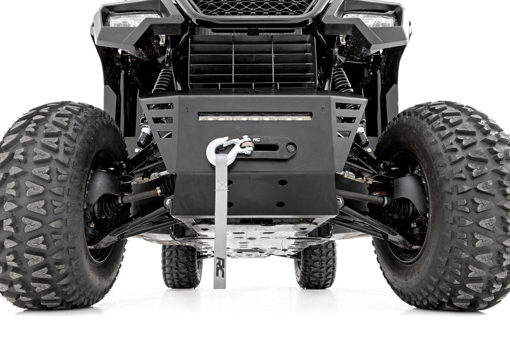 Winch Plate 4500-LB Winch 10 Inch Black Slimline Honda Pioneer 520 Rough Country