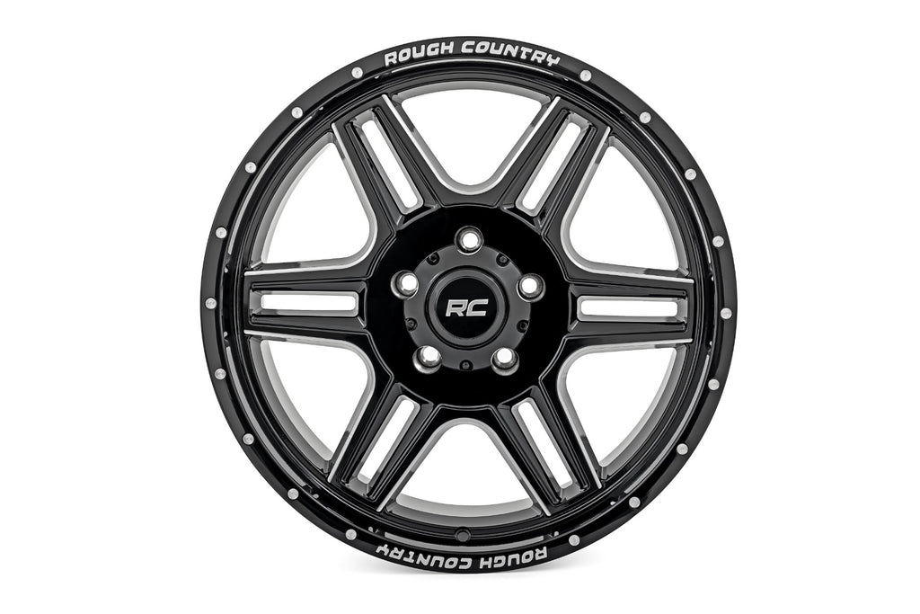 92 Series Wheel Machined One-Piece Gloss Black 20x9 5x5.5 +0mm Rough Country
