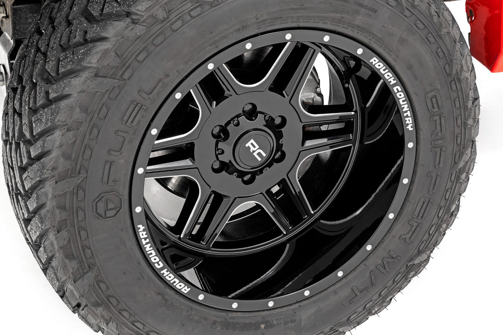 92 Series Wheel Machined One-Piece Gloss Black 20x12 8x170 -44mm Rough Country