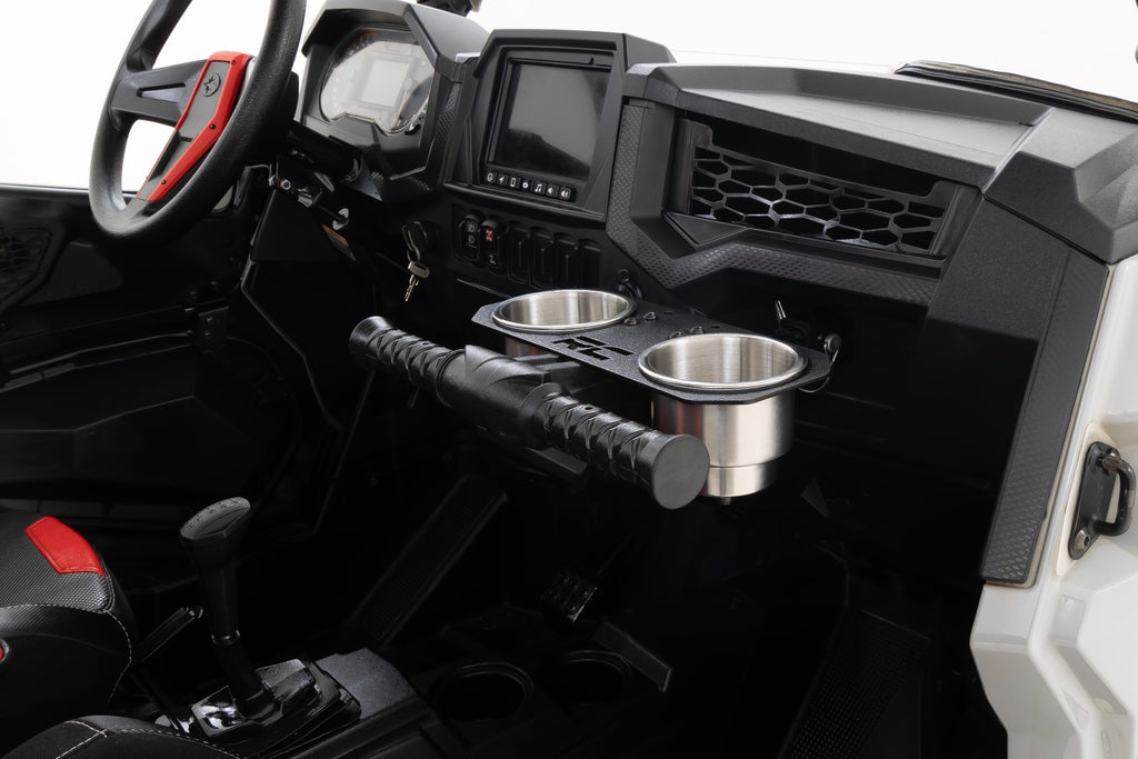 Passenger Grip Handle Dual Cup Holder Polaris RZR 4 900/RZR S 1000 Rough Country