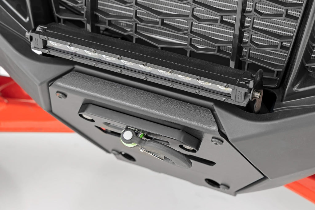 LED Light Winch Mount Front 10 Inch Black Slimline Polaris RZR Pro R Rough Country