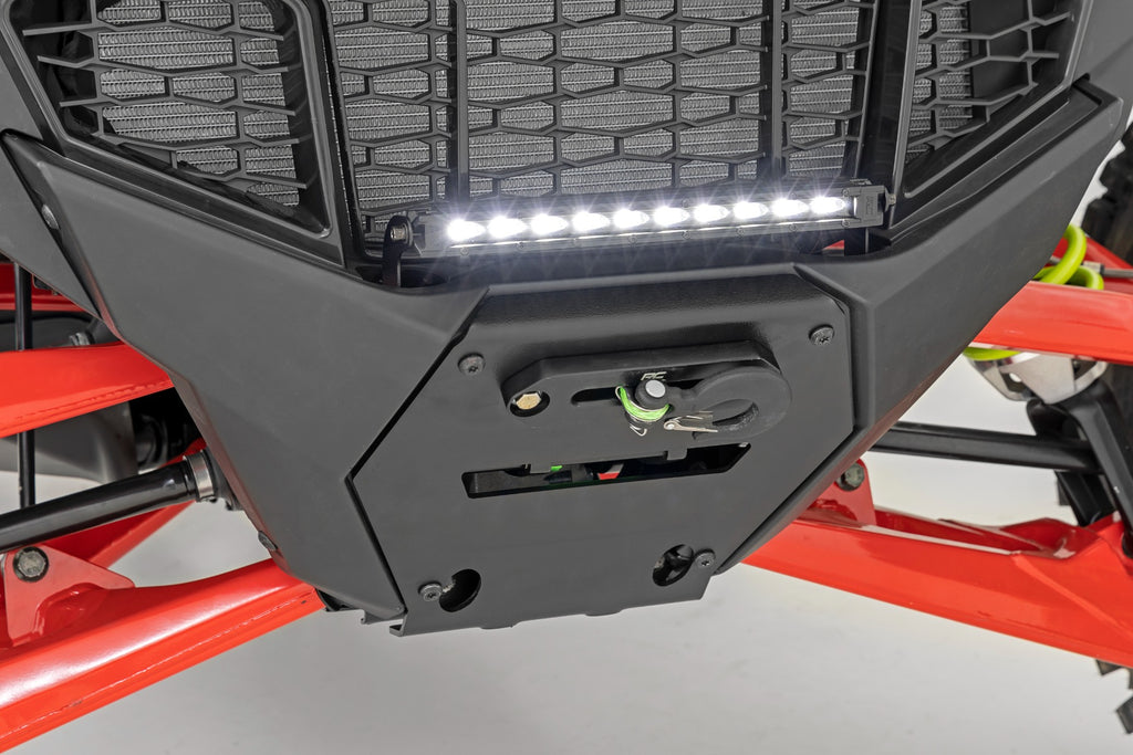 LED Light Winch Mount Front 10 Inch Black Slimline Polaris RZR Pro R Rough Country