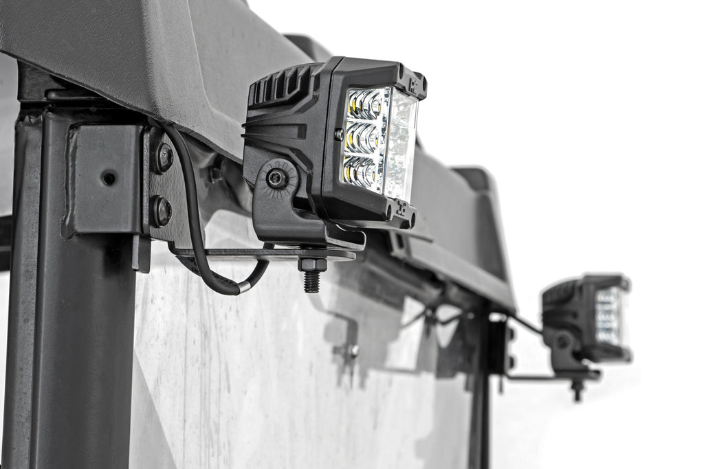 LED Light RR Cage Mount 2 Inch Black Spot Pair Polaris Ranger 1000/Ranger XP 900/1000 Rough Country