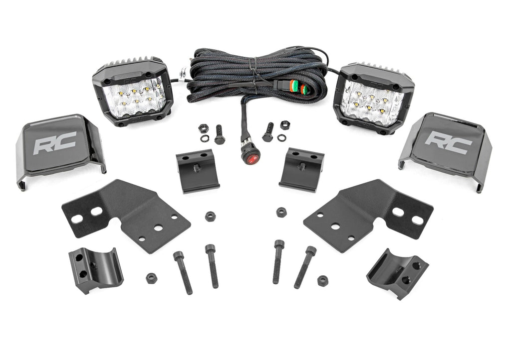 LED Light Kit Front Mount 3 Inch Chrome Pair Wide Angle Polaris XPEDITION ADV 5 Rough Country