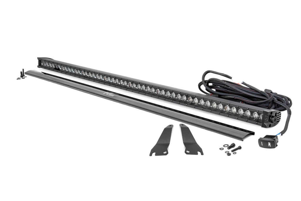 LED Light Kit Cage Mount 50 Inch Black Single Row Kawasaki Teryx 4 1000/Teryx4 800 Rough Country