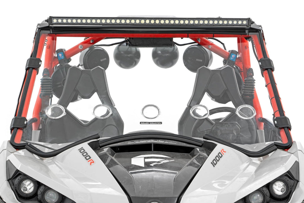 LED Light Kit Front Mount 40 Inch Black Dual Row Amber DRL Can-Am Commander Max Rough Country