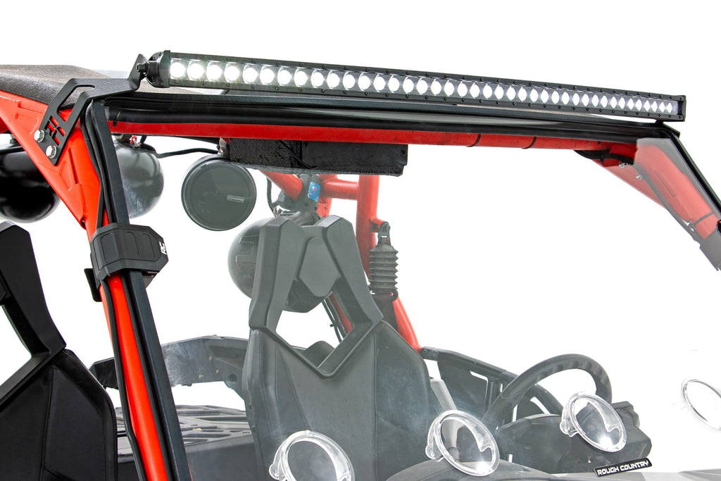 LED Light Kit Front Mount 40 Inch Black Dual Row Amber DRL Can-Am Commander Max Rough Country