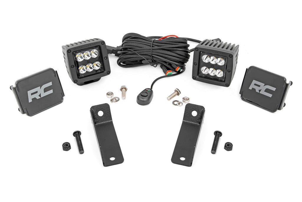 LED Light Kit Rear Mount 2 Inch Black Pair Flood Can-Am Maverick Sport 1000R Rough Country