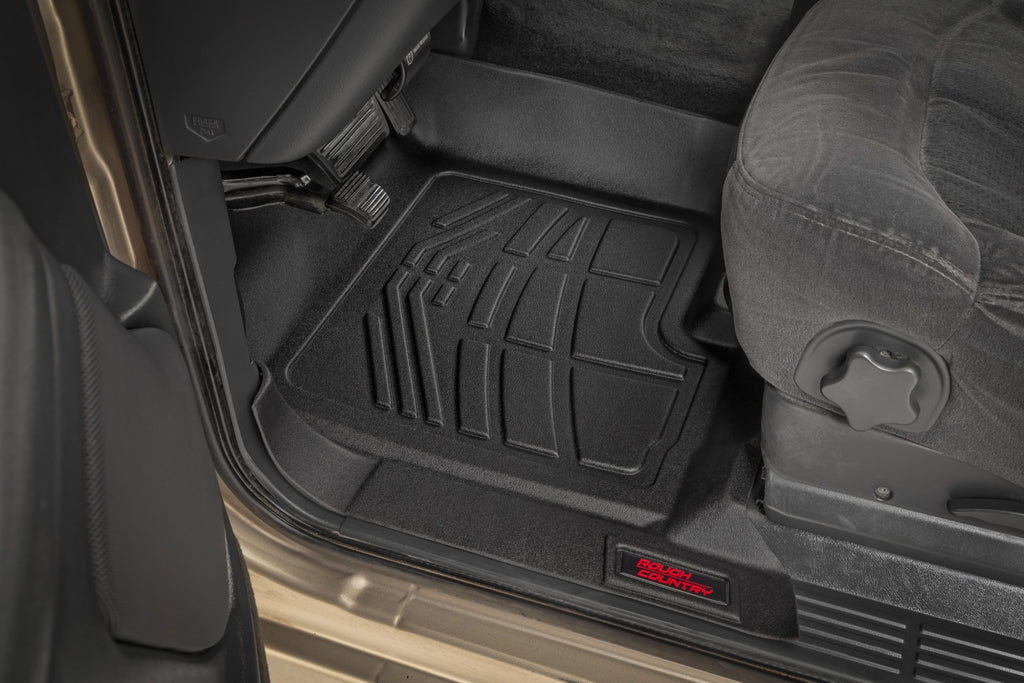 Rough Country Sure Fit Floor Mats - FR & RR - 1999 - 2006 Chevy / GMC 1500 Extended Cab & 2007 Classic