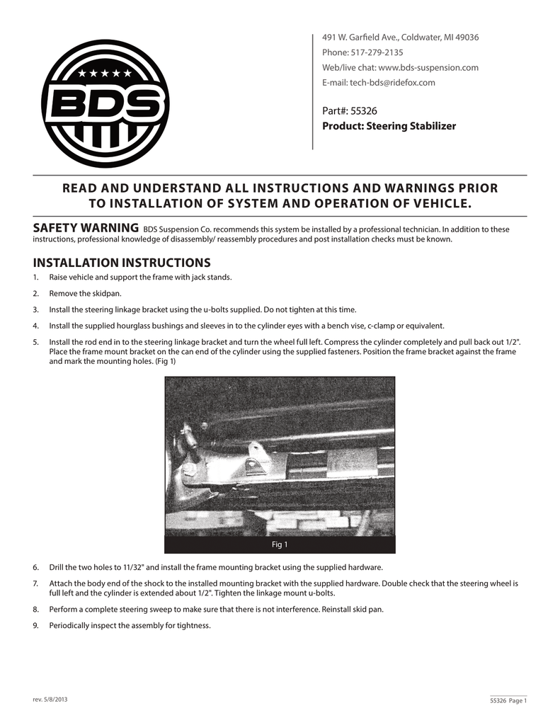 BDS Steering Stabilizer Mounting Bracket | 1988 - 1998 GM Trucks & 1992 - 1999 GM SUV | BDS55326 | 55326