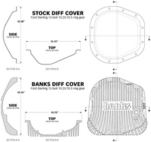Cargar imagen en el visor de la galería, Banks 85-19 Ford F250/F350 Kit de cubierta de diferencial Black-Ops de 10,25 pulgadas y 12 pernos