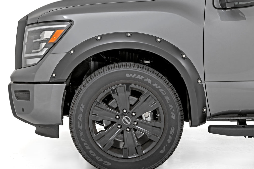Pocket Fender Flares KH3 Super Black Nissan Titan 2WD/4WD (2017-2024) Rough Country