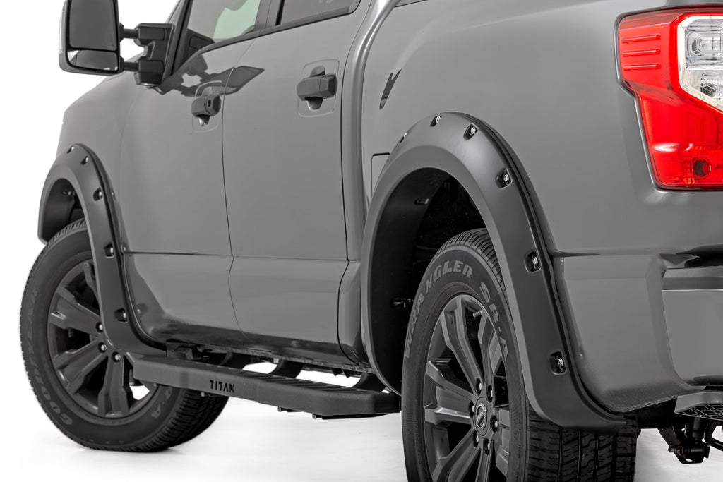Pocket Fender Flares Crew Cab W/O Emblem Gloss Black Nissan Titan (17-24) Rough Country