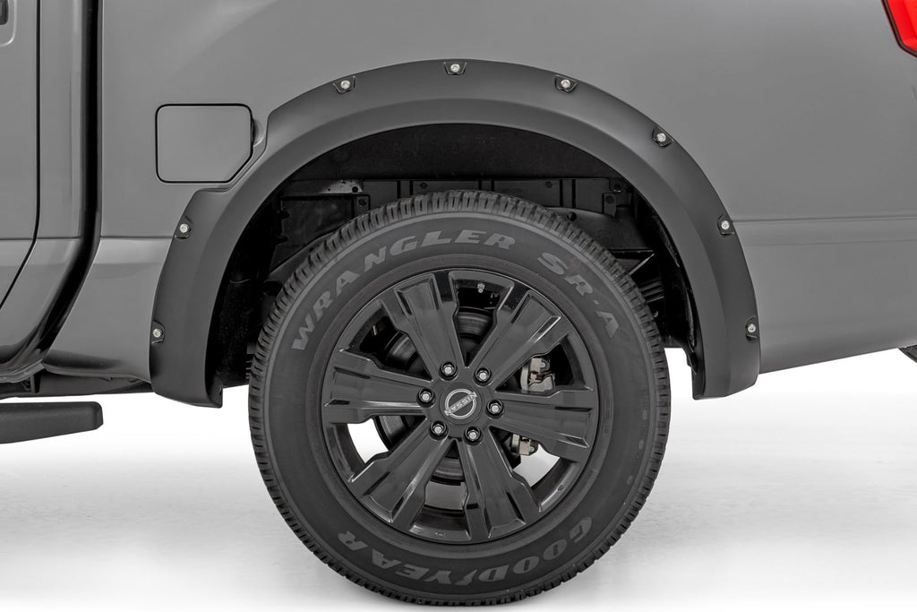 Pocket Fender Flares Crew Cab W/O Emblem Gloss Black Nissan Titan (17-24) Rough Country