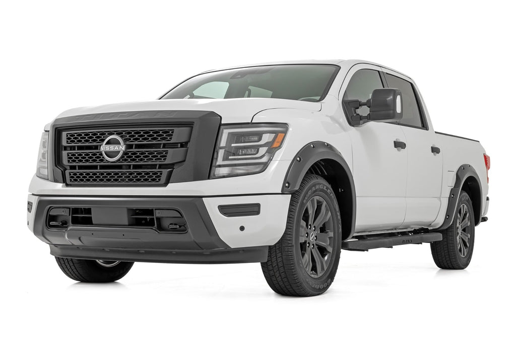 Pocket Fender Flares Crew Cab W/O Emblem Gloss Black Nissan Titan (17-24) Rough Country
