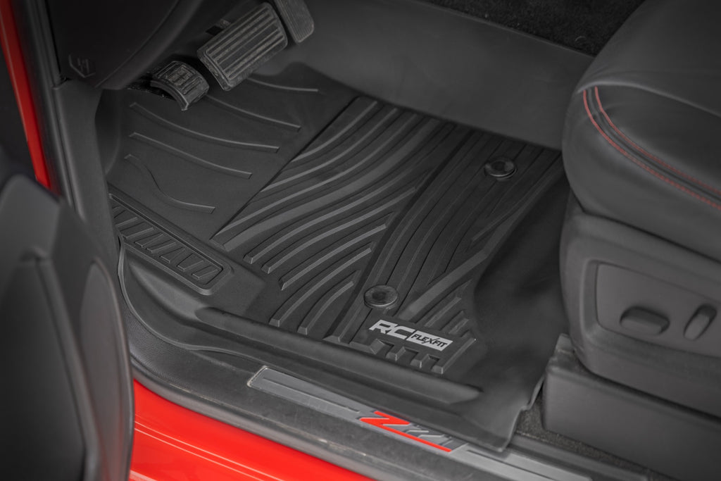 Flex-Fit Floor Mats FR & RR FR Bucket Crew Silverado/Sierra 1500/2500HD/3500HD 2WD/4WD Rough Country