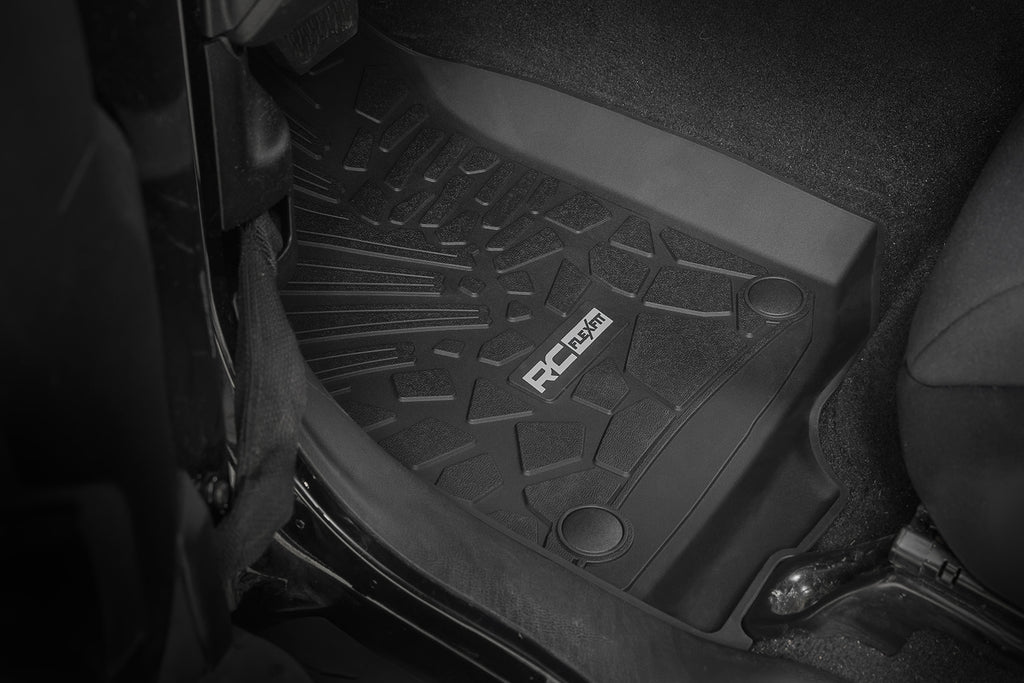 Flex Fit Floor Mats FR & RR 4 Door Jeep Wrangler Unlimited 4WD (18-26) Rough Country