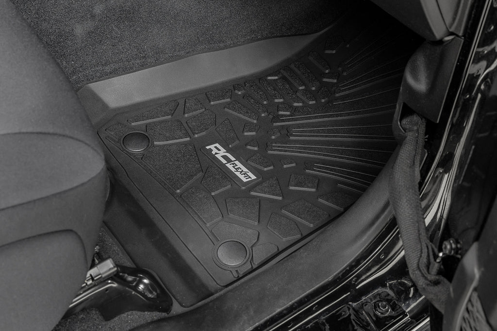 Flex Fit Floor Mats FR & RR 4 Door Jeep Wrangler Unlimited 4WD (18-26) Rough Country
