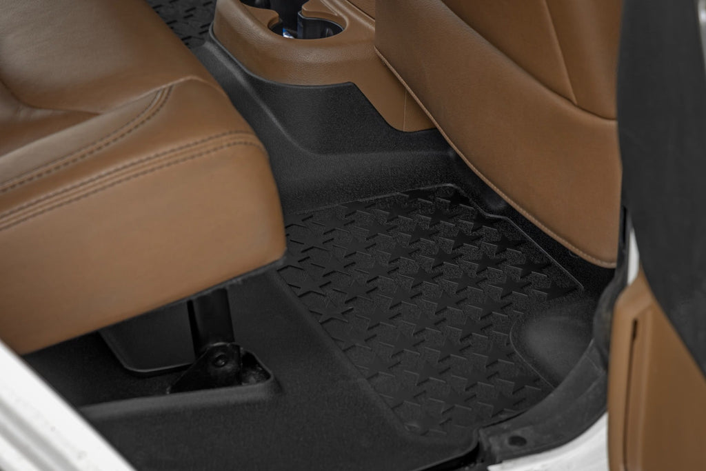 Floor Mats FR & RR 4 Door Jeep Wrangler Unlimited 4WD (2014-2018) Rough Country