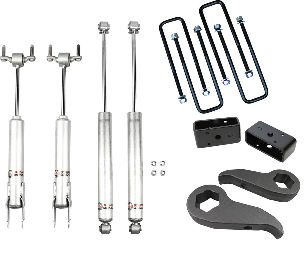3 Inch Front and 2 Inch Rear Leveling Kit w/ Shocks 20-Present Chevrolet/GMC 2500HD/3500HD Freedom Off-Road