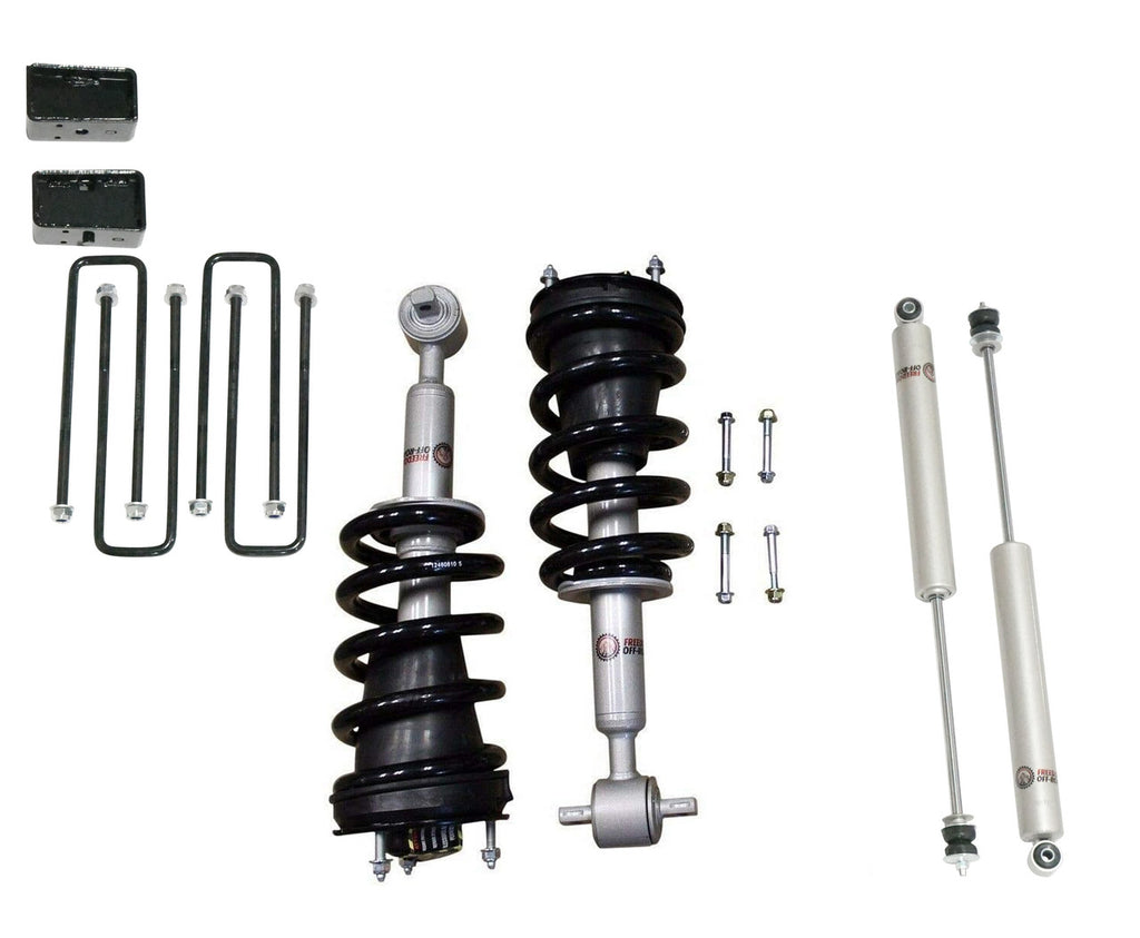 3.5 Inch Lift Kit Front Struts w/ Rear 3 Inch Blocks and Shocks 07-18 Chevrolet Silverado 1500/07-18 GMC Sierra 1500 Freedom Off-Road
