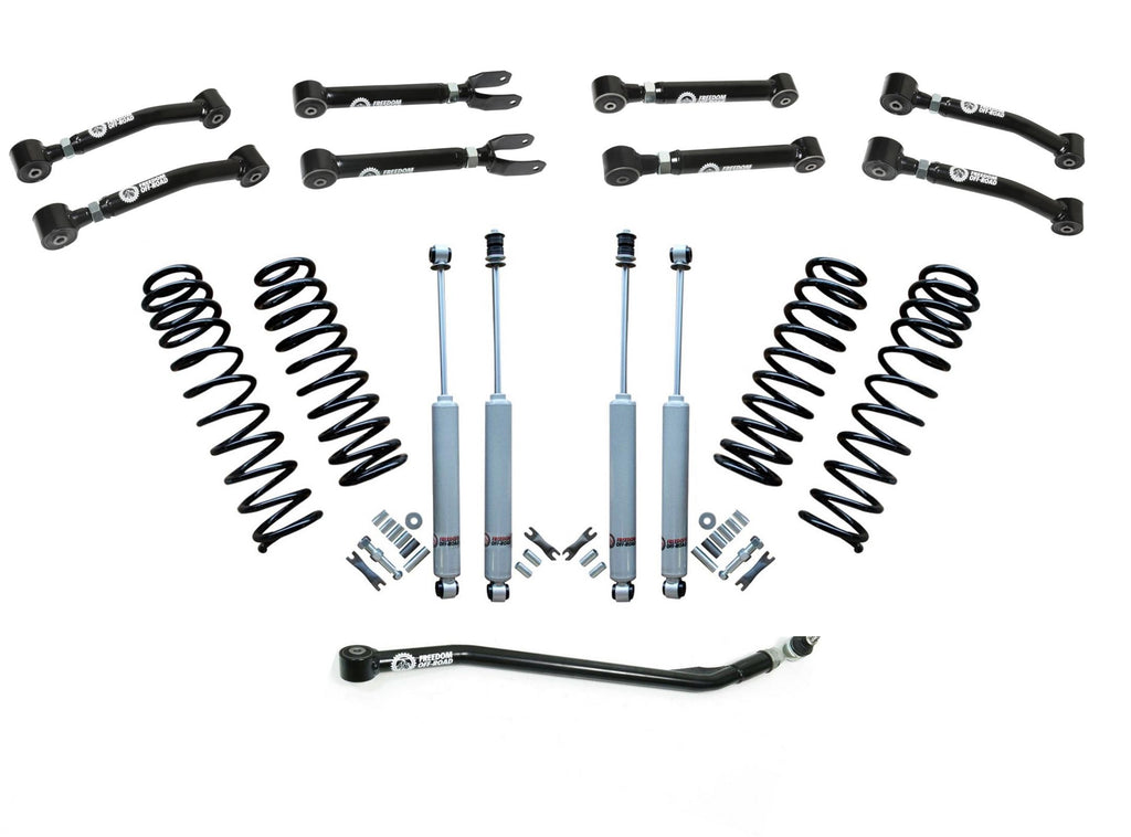 2.5 Inch Lift Kit w/ Shocks, Adjustable Control Arms, and Adjustable Front Track Bar 1997-2006 Jeep Wrangler TJ/1997-2006 Jeep LJ Freedom Off-Road