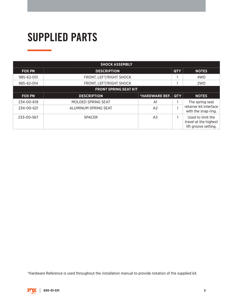 Fox 2.0 Performance Series Front Snap Ring Coil-Over | 0-2.5in Lift | 2021 - 2025 Ford F150 4x4 4wd