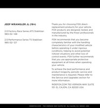 Load image into Gallery viewer, Fox Factory Race Series 2.0 ATS Steering Stabilizer | 983-02-148 | 2018 - 2024 Jeep Wrangler JL &amp; 2020 - 2024 Jeep Gladiator JT