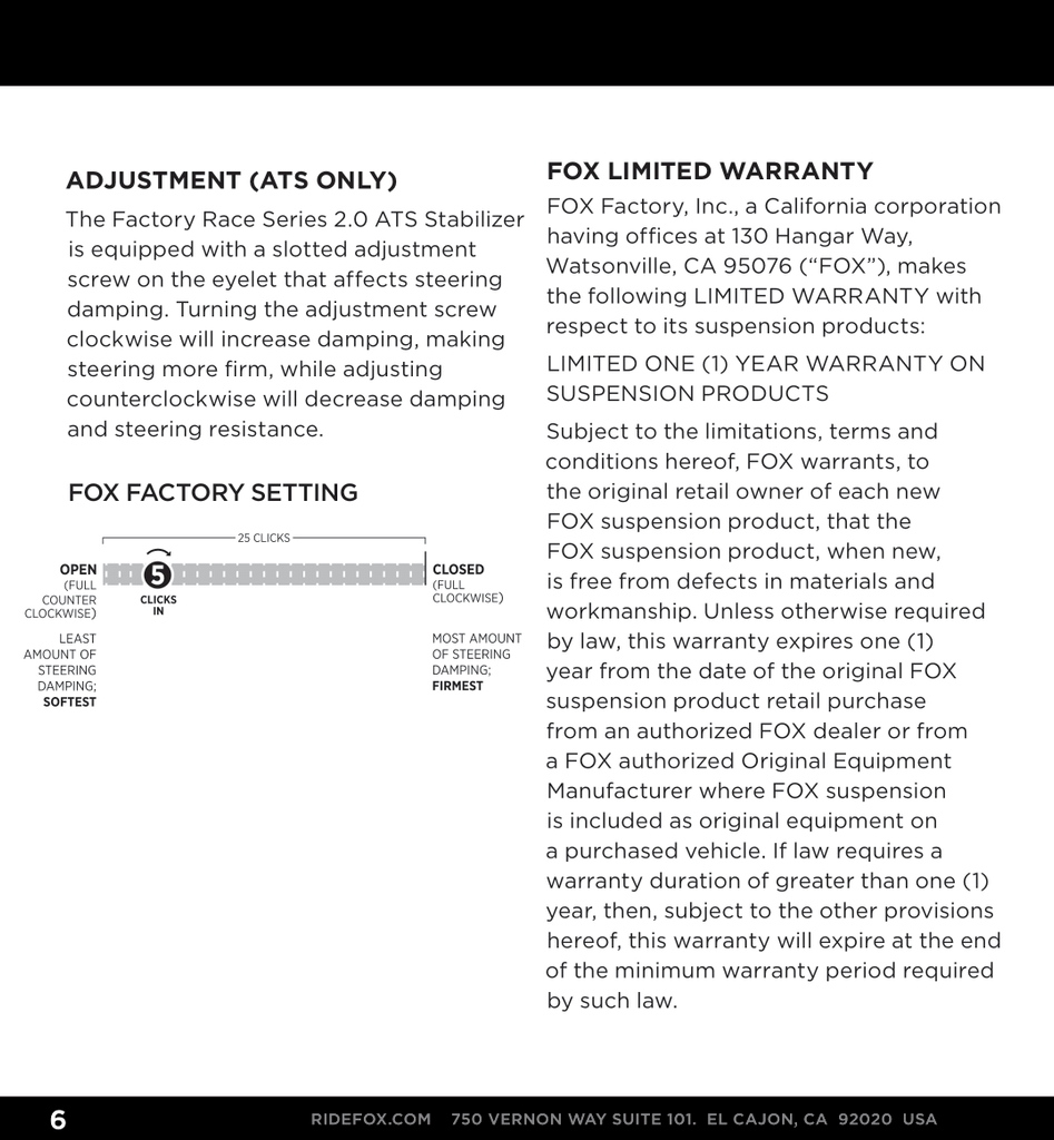 Fox Factory Race Series 2.0 ATS Steering Stabilizer | 983-02-148 | 2018 - 2024 Jeep Wrangler JL & 2020 - 2024 Jeep Gladiator JT