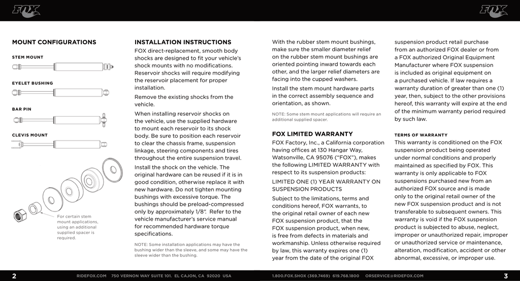 Fox Performance Series 2.0 IFP Steering Stabilizer | 985-24-145 | 2007 - 2018 JEEP WRANGLER JK JKU