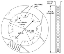 Cargar imagen en el visor de la galería, Wilwood GT 36 Curved Vane Spec-37 Brake Rotor | Burnished | LH | 8 x 7.0 in. Bolt Circle
