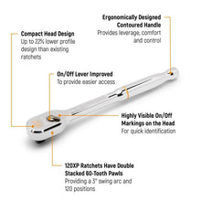 Cargar imagen en el visor de la galería, Gearwrench 4 Piece 1/4", 3/8", &amp; 1/2" Drive 120-Tooth Flex Head Teardrop Ratchet Set | 81230XP