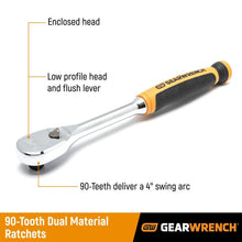 Cargar imagen en el visor de la galería, Gearwrench 3 Piece Drive 90-Tooth Dual Material Teardrop Ratchet Set | 81207T