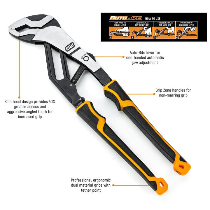 Gearwrench 4 Pce PITBULL Auto-Bite Tongue & Groove Dual Material Pliers | 82594C