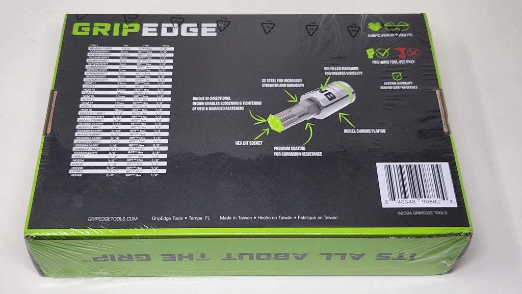 Gripedge 38 Pc Master RPT Hex Bit Allen Socket Set Metric & SAE | MH38S