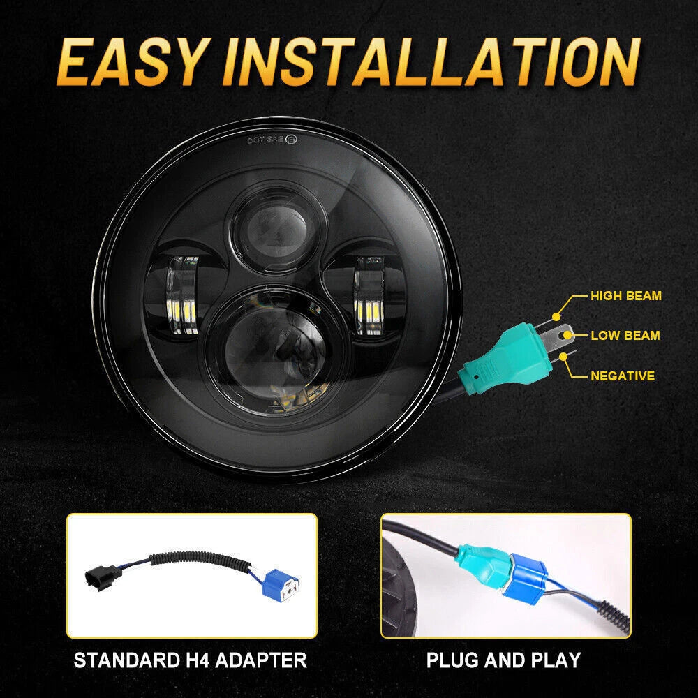 LED Headlights 7 in. Round 1997 - 2018 Jeep Wrangler LJ / TJ / JK / JKU