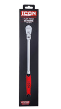 Cargar imagen en el visor de la galería, ICON 3/8 in. Drive Professional 90 Tooth Long Reach Flex Head Ratchet w/ Comfort Grip | R2LFG | 58590