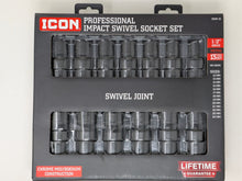 Cargar imagen en el visor de la galería, Icon Professional Metric Swivel Impact Socket Set 1/2in. Drive | I3UM-13 | 59763