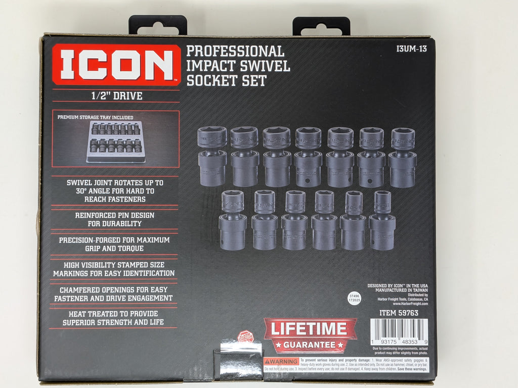 Icon Professional Metric Swivel Impact Socket Set 1/2in. Drive | I3UM-13 | 59763