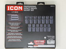 Cargar imagen en el visor de la galería, Icon Professional Metric Swivel Impact Socket Set 1/2in. Drive | I3UM-13 | 59763