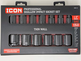Icon Professional SAE Shallow Impact Socket Set 1/2in. Drive | I3SS-13 | 59744