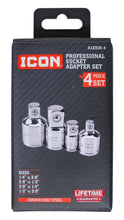 Cargar imagen en el visor de la galería, Icon Professional Socket Adapter Set 4 Piece Chrome Moly Steel | A123US-4 | 57324