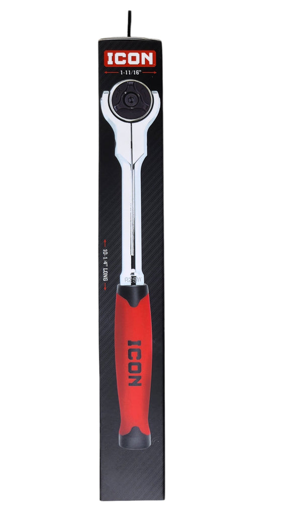 ICON 3/8 in. Drive Professional 90 Tooth Swivel Head Ratchet with Comfort Grip | R2SW | 64698