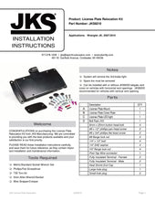 Load image into Gallery viewer, JKS License Plate Relocation Kit w/ Light | JKS8210 | 2007 - 2018 Jeep Wrangler JK JKU
