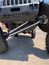 Apex Chassis Heavy Duty 2.5 Ton Tie Rod & Drag Link Assembly in Polished Aluminum Fits: 19-22 Jeep Gladiator JT 18-22 Jeep Wrangler JL. Note: This FLIP kit fits a Dana 44 axle with a lift exceeding 4.5 inches. Requires drilling the knuckle.
