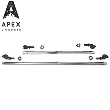 Cargar imagen en el visor de la galería, Apex Chassis Heavy Duty 1 Ton Tie Rod &amp; Drag Link Assembly in Polished Aluminum Fits: 07-18 Jeep Wrangler JK JKU Rubicon Sahara Sport.  Note this NO-FLIP kit fits vehicles with a lift of 3.5 inches or less
