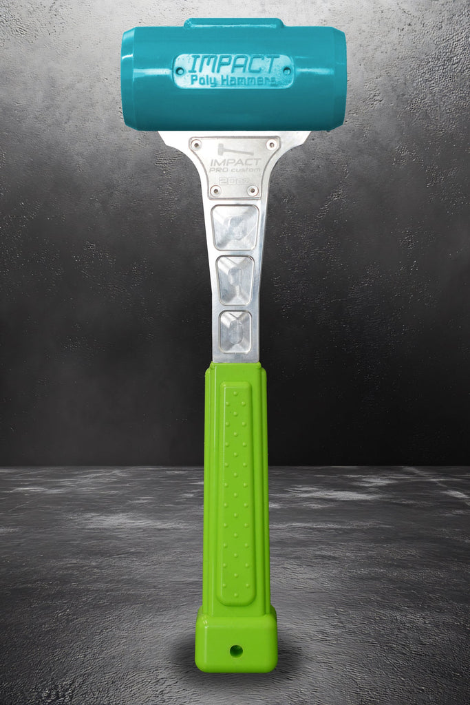Impact Poly Hammers 20 oz Custom Teal Head / Lime Handle Polyurethane Dead Blow Hammer